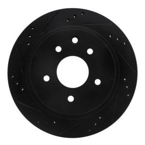 Infiniti M45 Brake Rotor (1) - Rear Left - R1 Concepts - Drilled & Slotted - Black - `02-`06